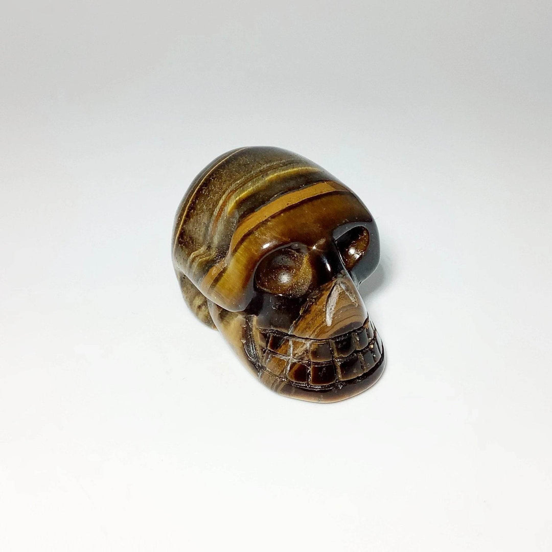 Carved Tiger Eye Skull - Rocks and Gems Canada