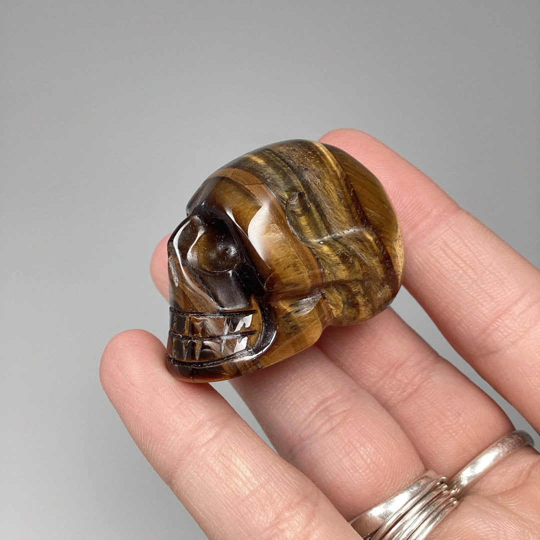 Carved Tiger Eye Skull - Rocks and Gems Canada