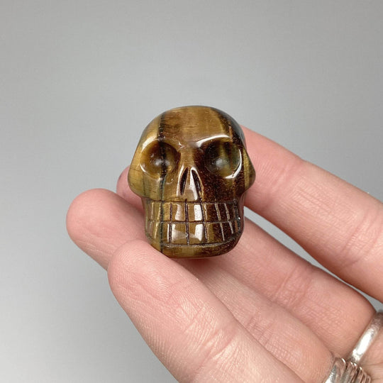 Carved Tiger Eye Skull - Rocks and Gems Canada