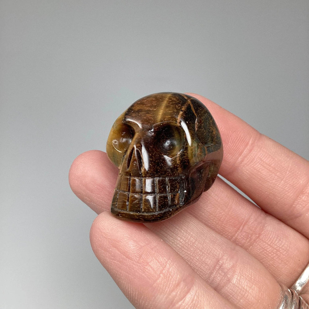 Carved Tiger Eye Skull - Rocks and Gems Canada