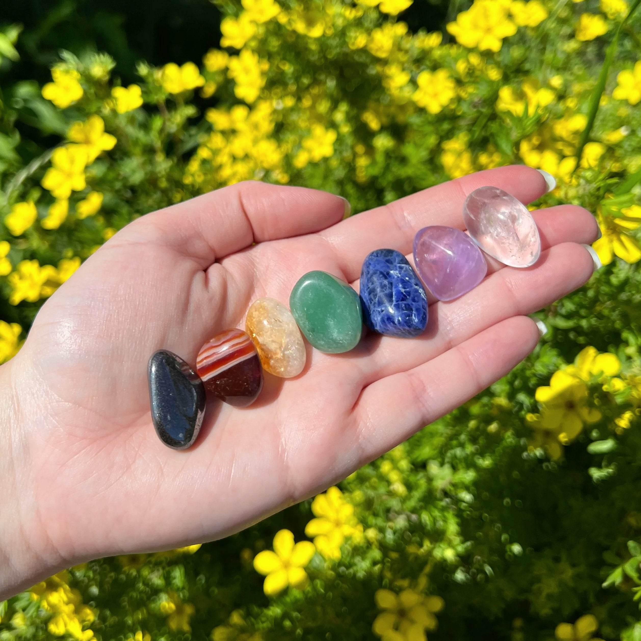 Chakra Small Tumbles Pouch - Rocks and Gems Canada