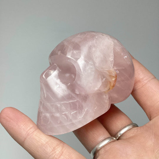 Carved Rose Quartz Skull - Rocks and Gems Canada