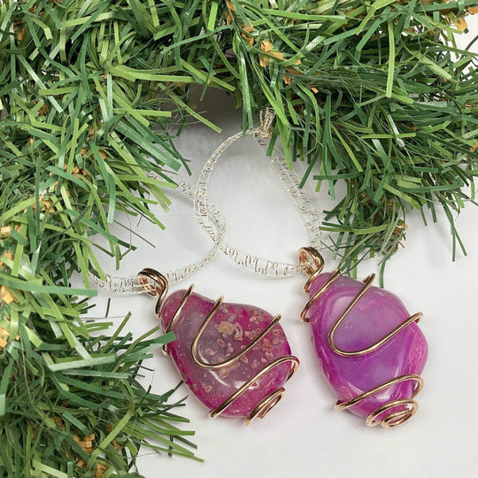 Wire Wrap Gemstone Christmas Ornament - Rocks and Gems Canada