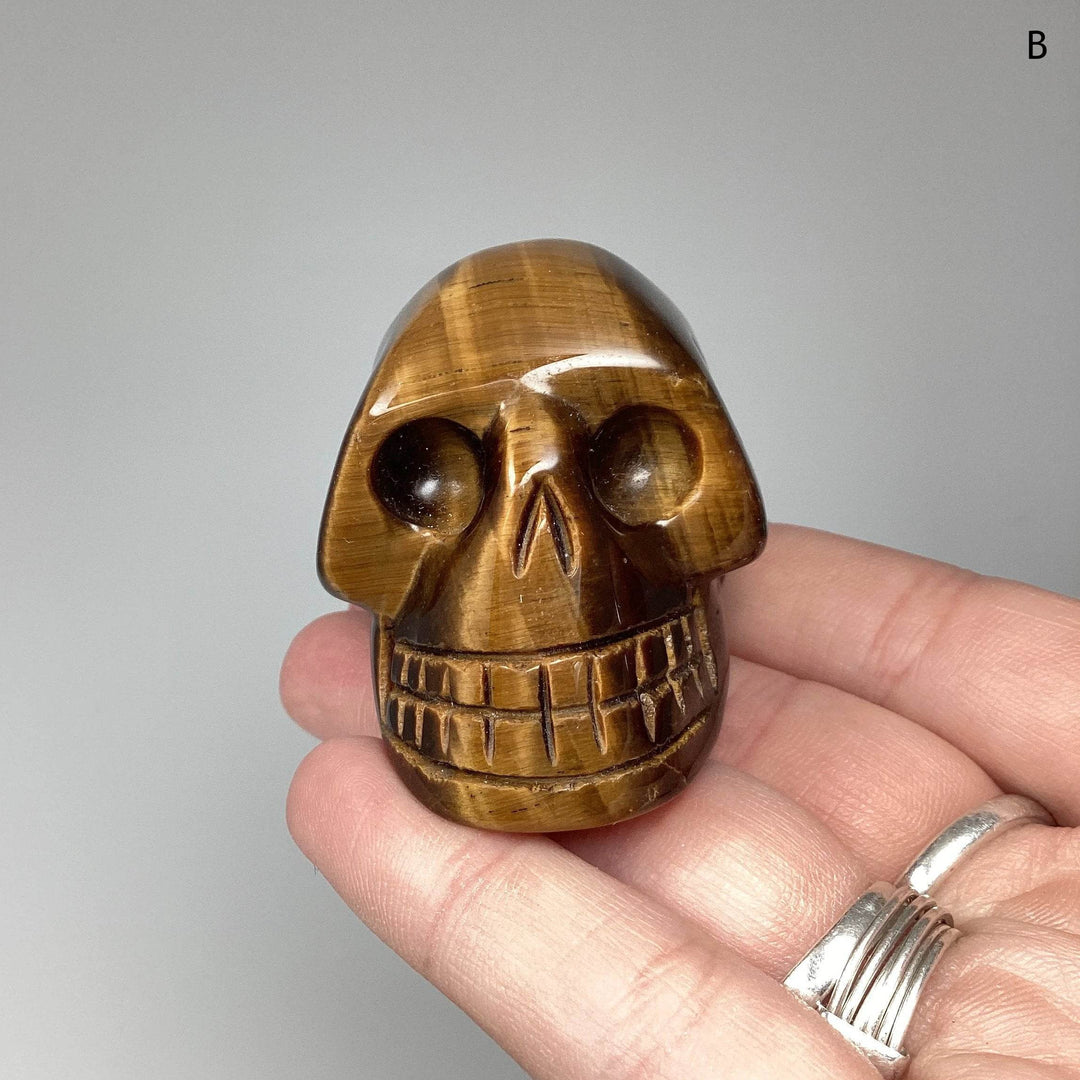 Carved Tiger Eye Skull - Rocks and Gems Canada