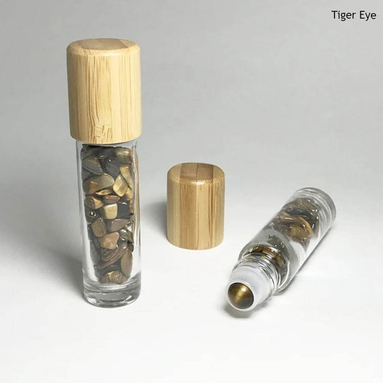 Essential Oil Roller Bottle with Gemstone Chips - Rocks and Gems Canada