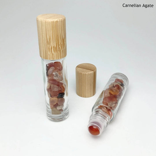 Essential Oil Roller Bottle with Gemstone Chips - Rocks and Gems Canada