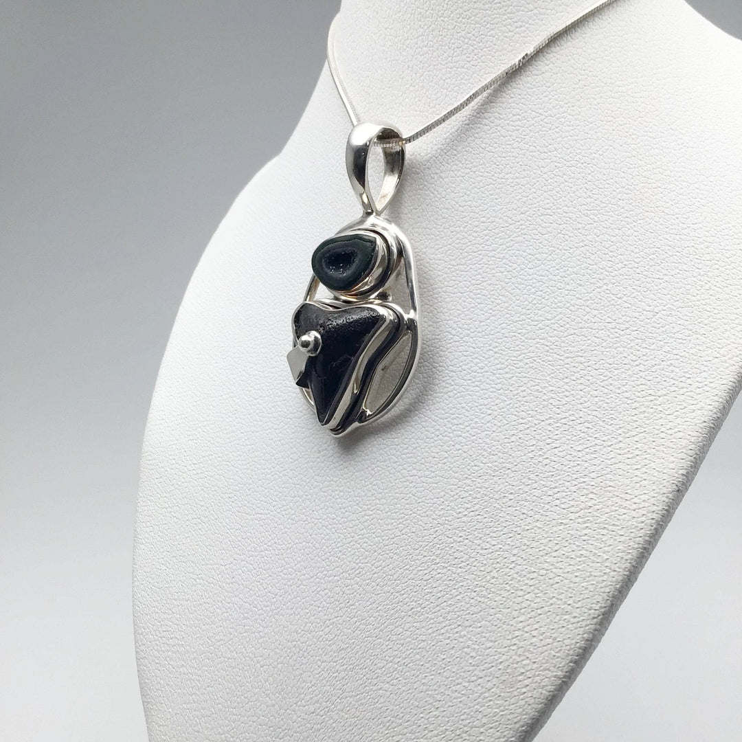 Fossilized Shark Tooth and Geode Pendant - Rocks and Gems Canada