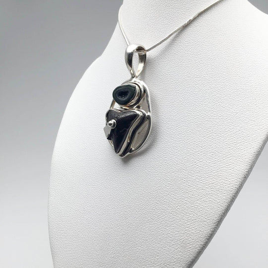 Fossilized Shark Tooth and Geode Pendant - Rocks and Gems Canada