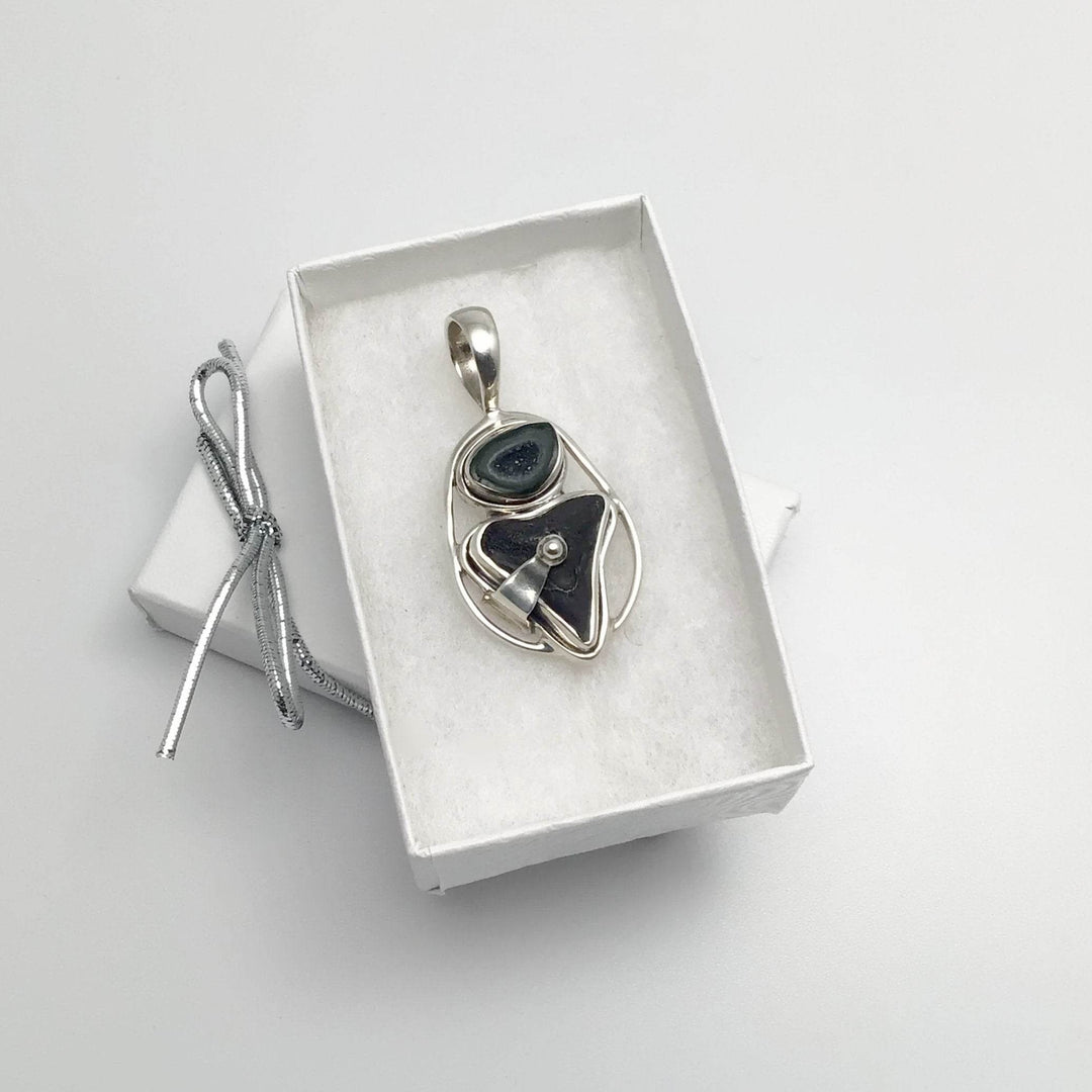 Fossilized Shark Tooth and Geode Pendant - Rocks and Gems Canada