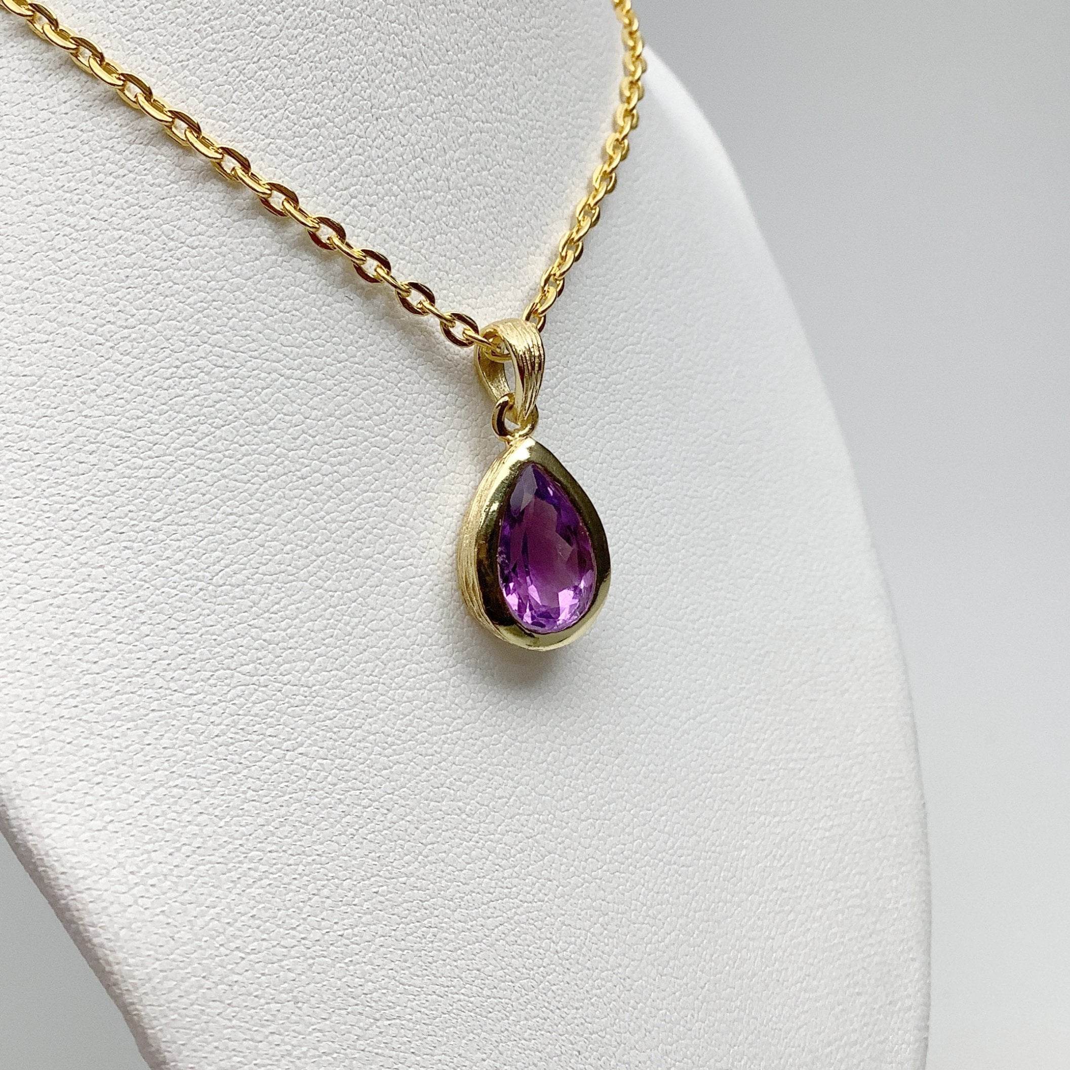 Gold Finish Amethyst Pendant - Rocks and Gems Canada