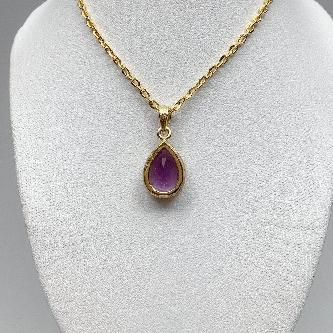 Gold Finish Amethyst Pendant - Rocks and Gems Canada