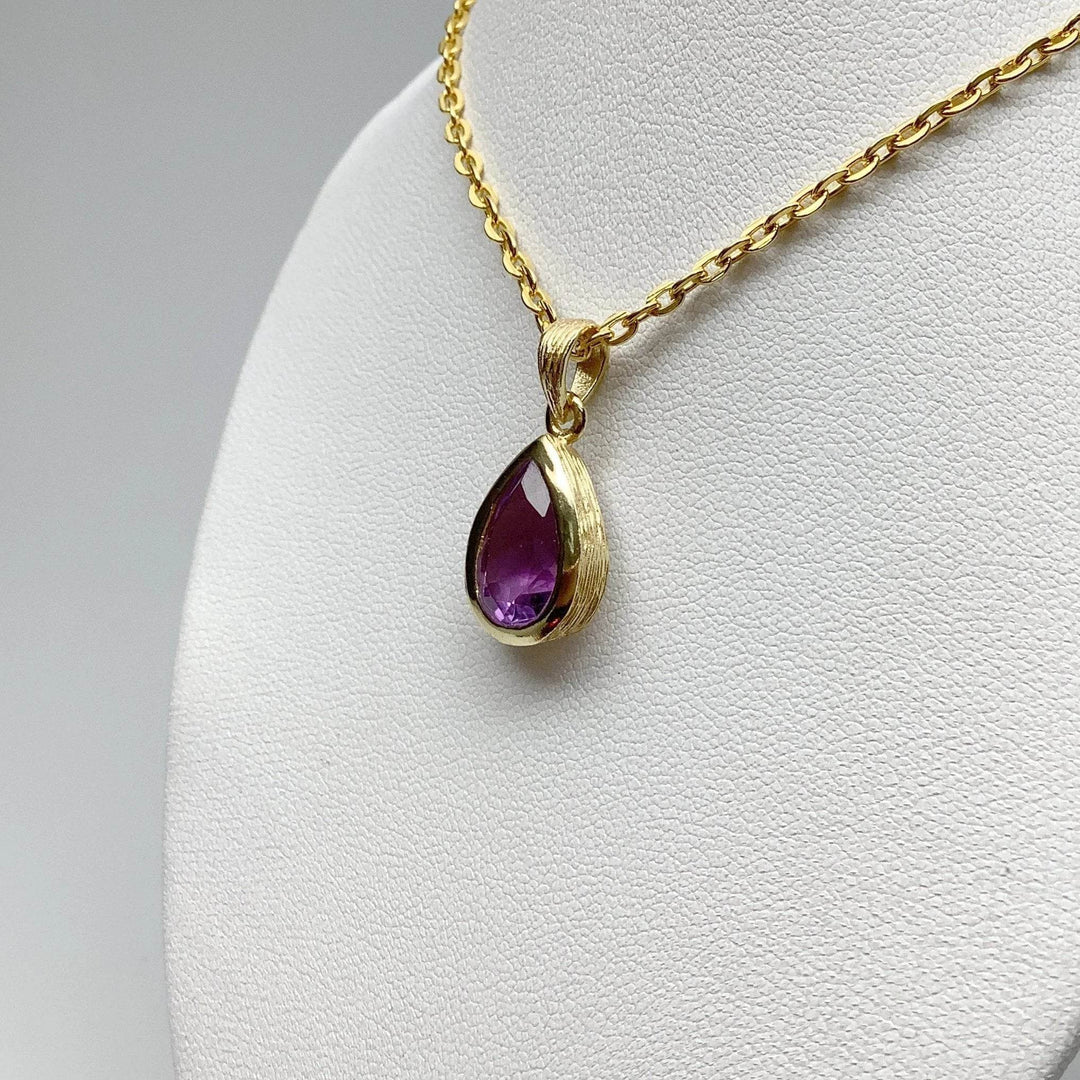 Gold Finish Amethyst Pendant - Rocks and Gems Canada