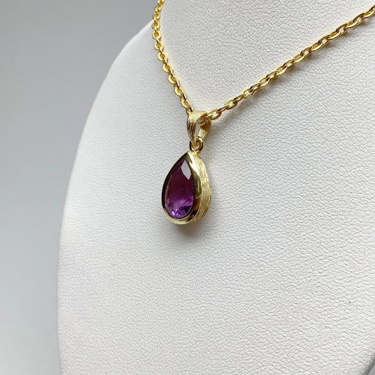 Gold Finish Amethyst Pendant - Rocks and Gems Canada