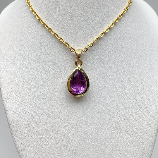 Gold Finish Amethyst Pendant - Rocks and Gems Canada