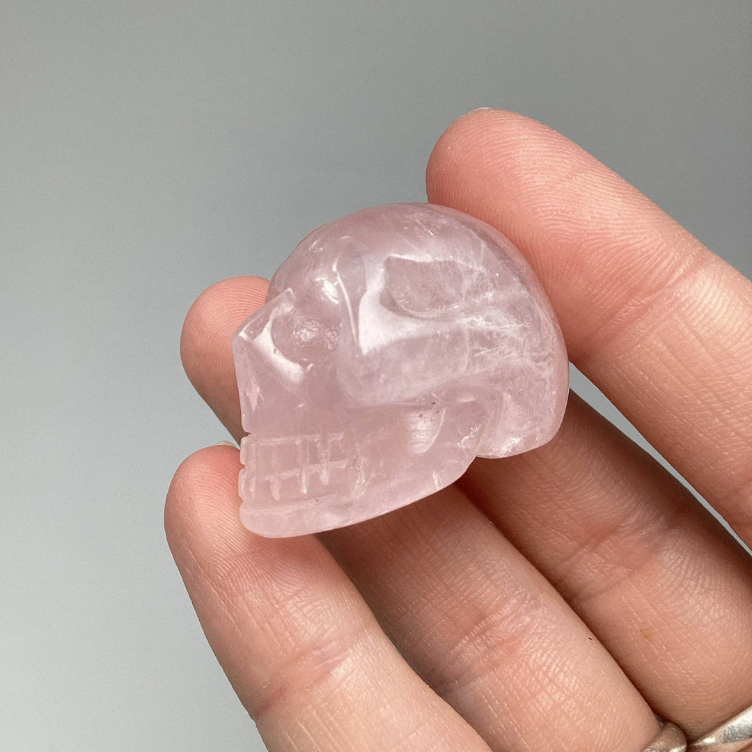 Carved Rose Quartz Skull - Rocks and Gems Canada