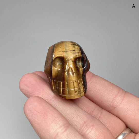 Carved Tiger Eye Skull - Rocks and Gems Canada