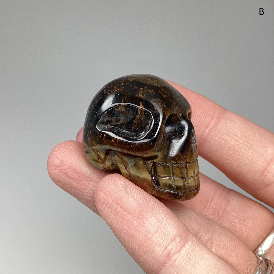 Carved Tiger Eye Skull - Rocks and Gems Canada