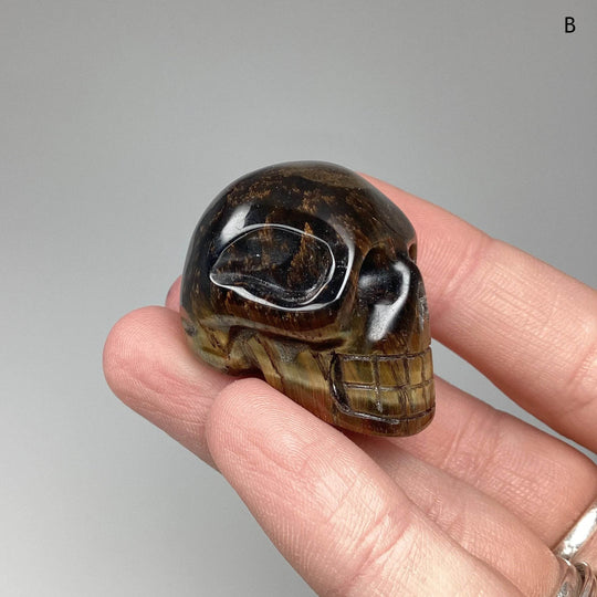 Carved Tiger Eye Skull - Rocks and Gems Canada
