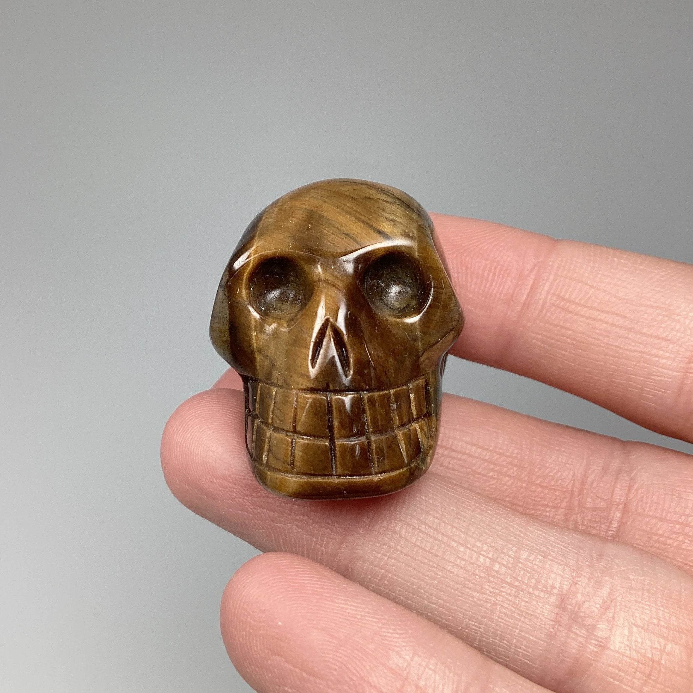 Carved Tiger Eye Skull - Rocks and Gems Canada