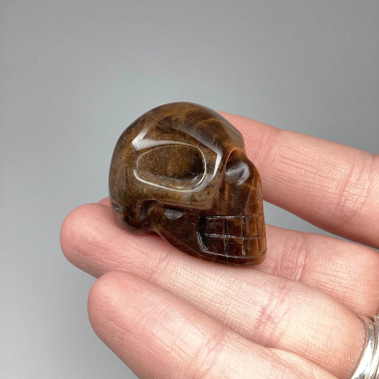 Carved Tiger Eye Skull - Rocks and Gems Canada