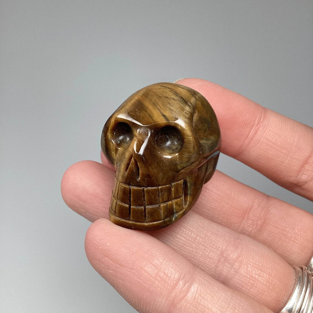 Carved Tiger Eye Skull - Rocks and Gems Canada