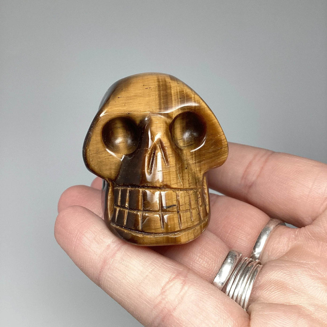 Carved Tiger Eye Skull - Rocks and Gems Canada