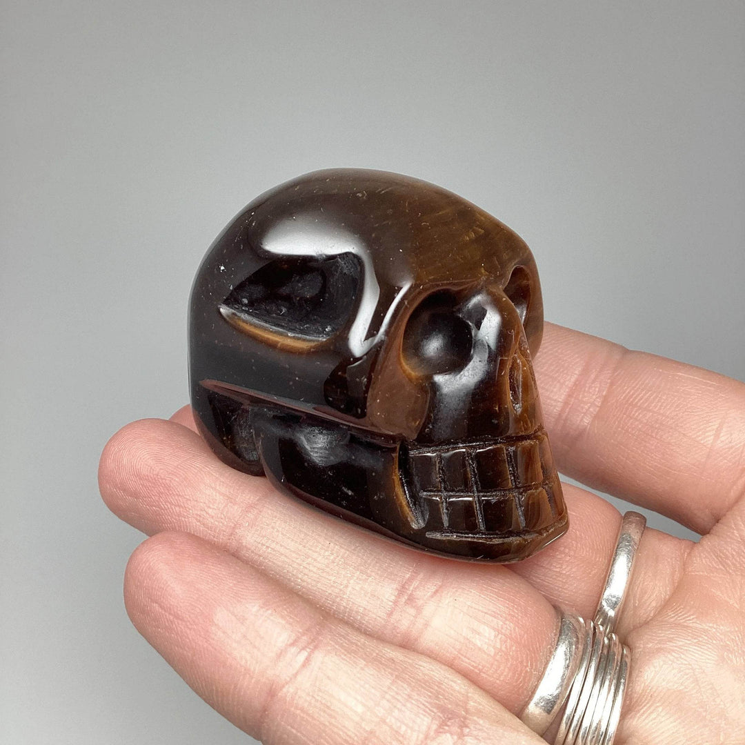 Carved Tiger Eye Skull - Rocks and Gems Canada
