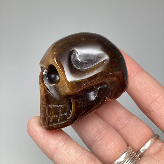 Carved Tiger Eye Skull - Rocks and Gems Canada