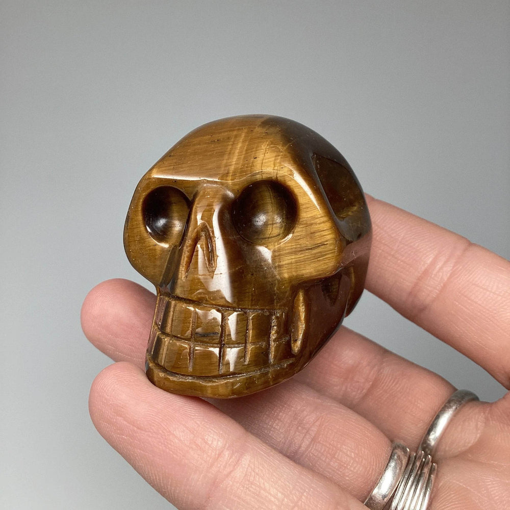Carved Tiger Eye Skull - Rocks and Gems Canada