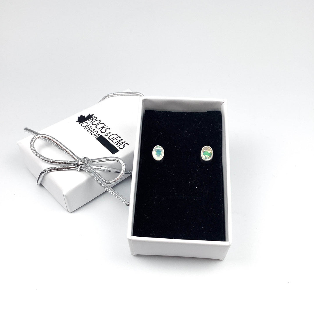 Fire Opal Studs Earrings - Rocks and Gems Canada