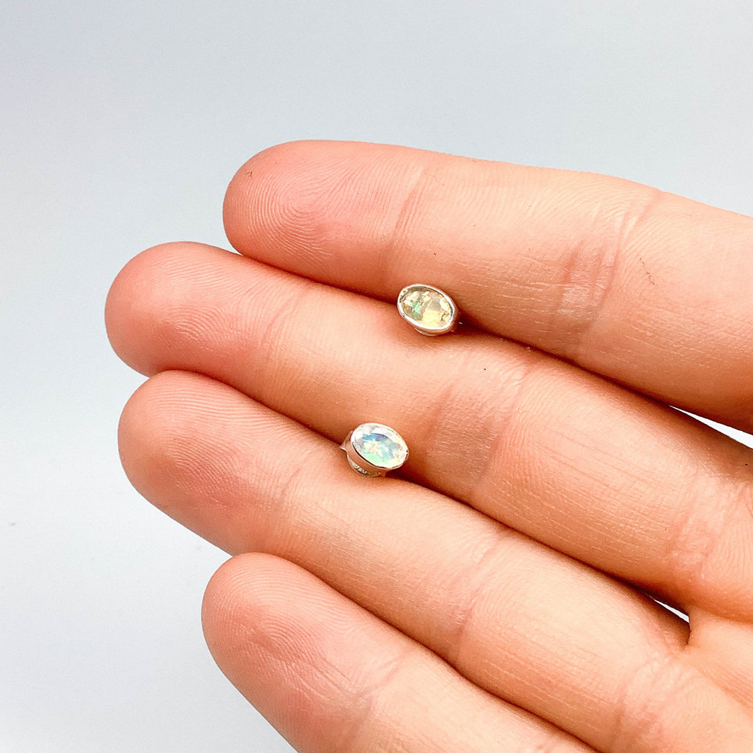 Fire Opal Studs Earrings - Rocks and Gems Canada