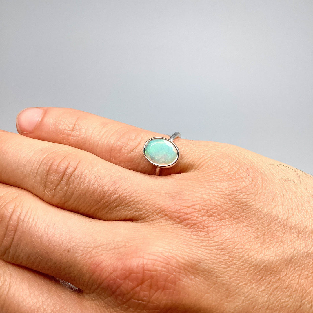 Faceted Ethiopian Fire Opal Ring - Rocks and Gems Canada