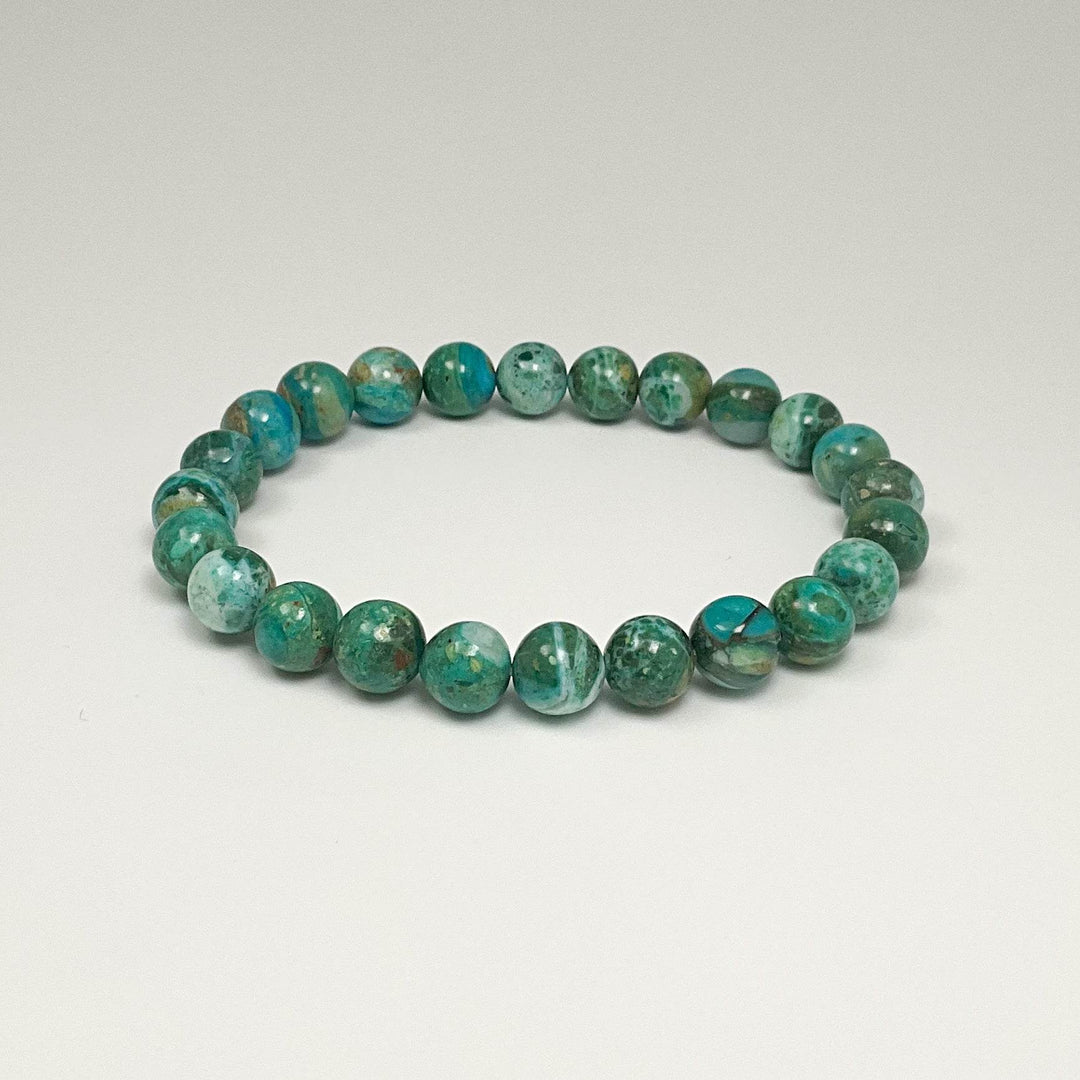 Blue Peruvian Opal Beaded Bracelet - 7mm - High Quality - Rocks and Gems Canada