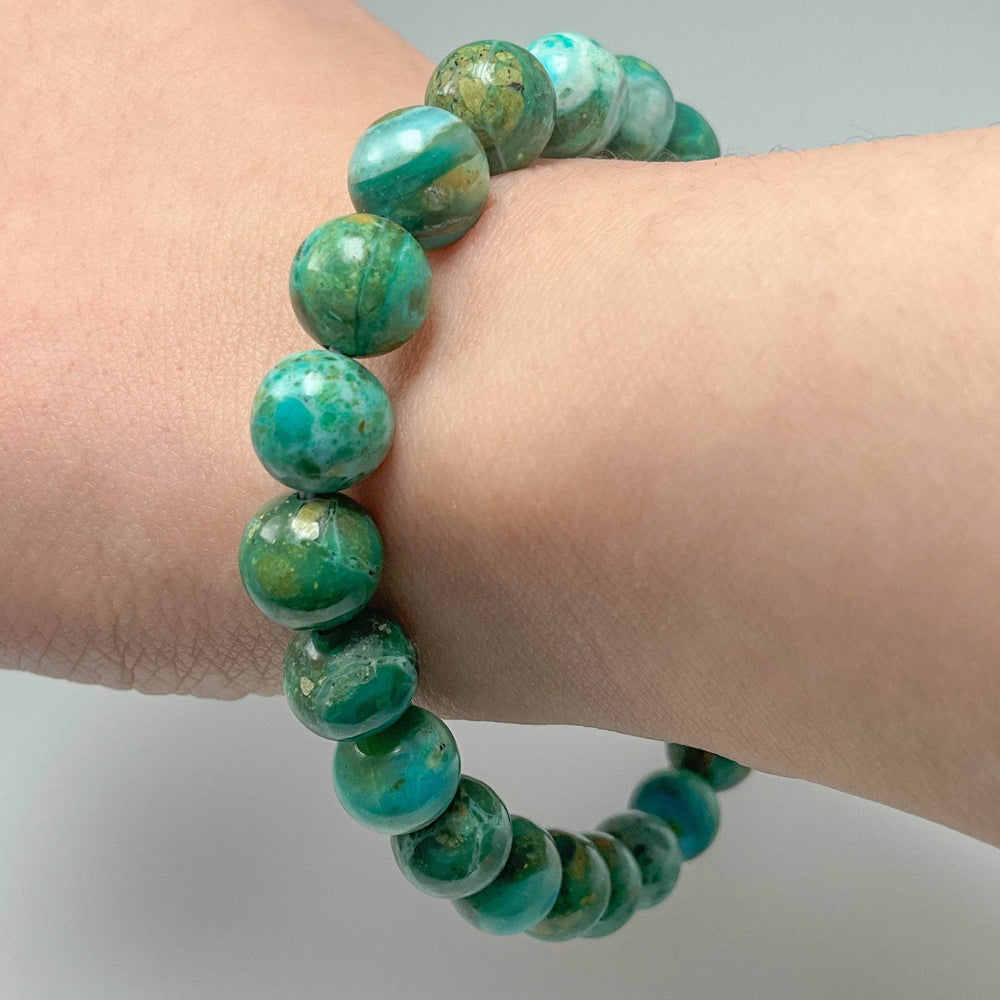 Blue Peruvian Opal Beaded Bracelet - 7mm - High Quality - Rocks and Gems Canada