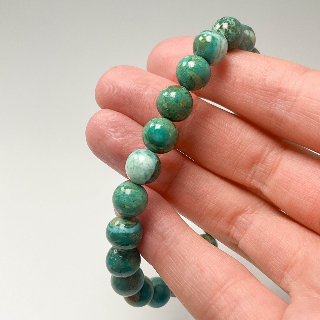 Blue Peruvian Opal Beaded Bracelet - 7mm - High Quality - Rocks and Gems Canada