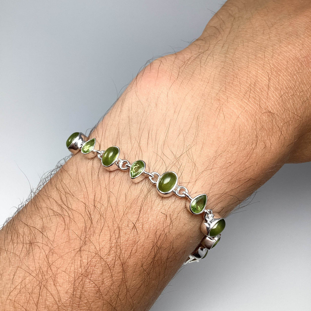 Peridot Sterling Silver Bracelet - Rocks and Gems Canada