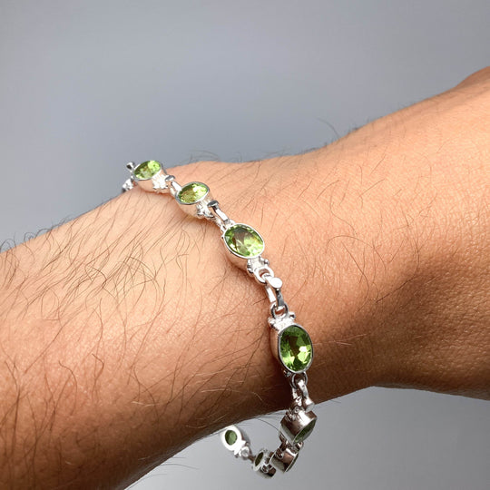Peridot Sterling Silver Bracelet - Rocks and Gems Canada