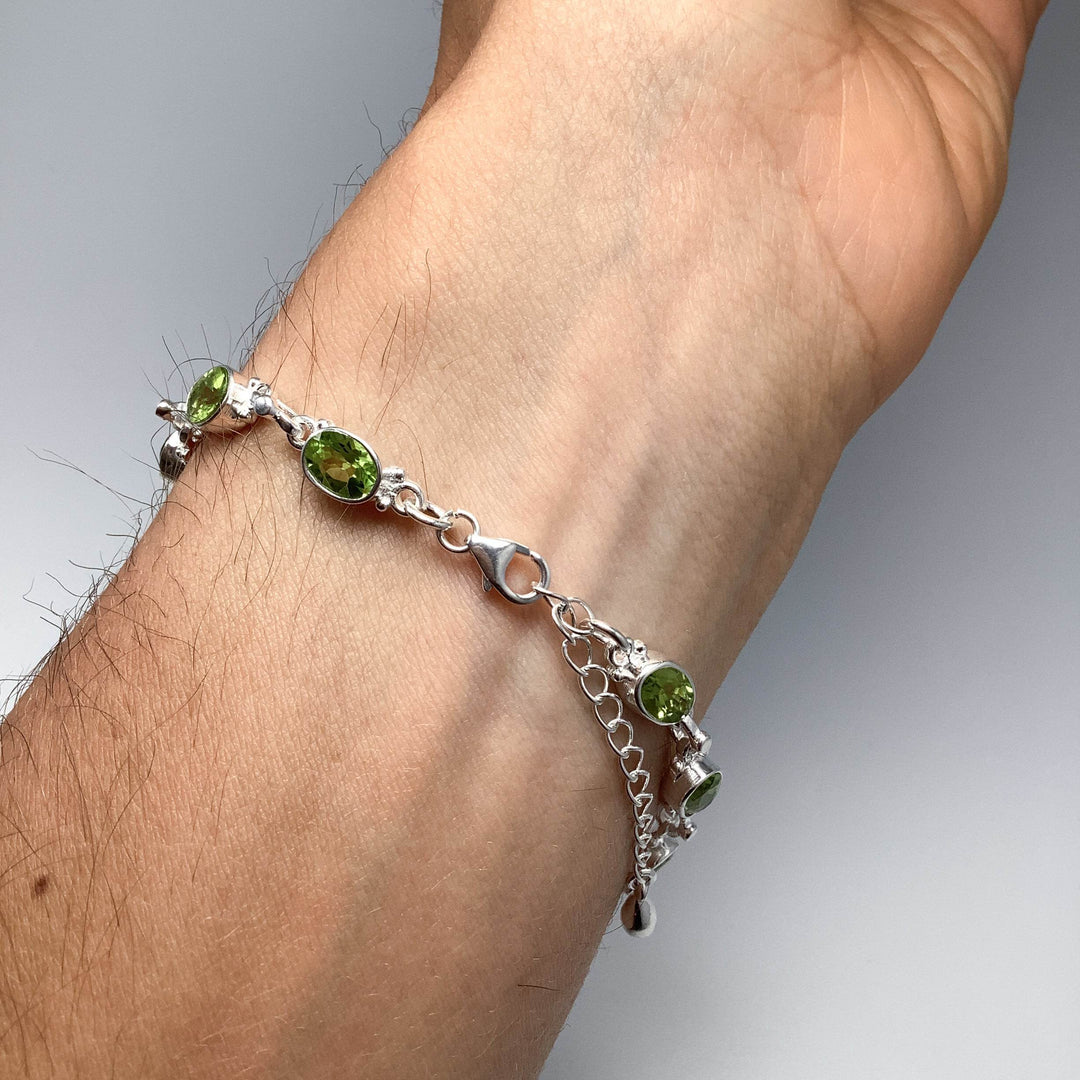 Peridot Sterling Silver Bracelet - Rocks and Gems Canada