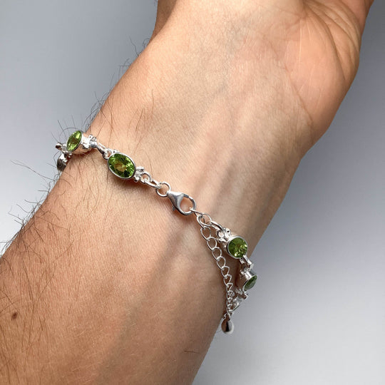 Peridot Sterling Silver Bracelet - Rocks and Gems Canada