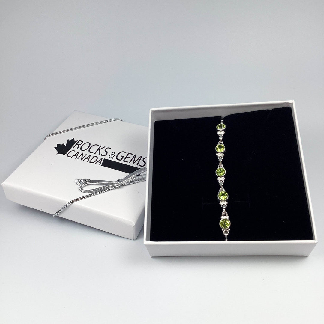 Peridot Sterling Silver Bracelet - Rocks and Gems Canada