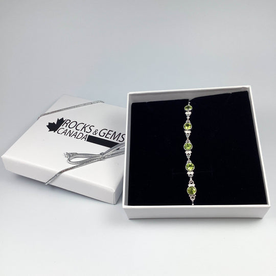 Peridot Sterling Silver Bracelet - Rocks and Gems Canada