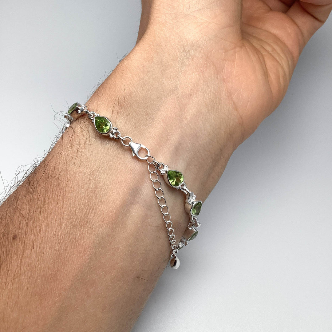 Peridot Sterling Silver Bracelet - Rocks and Gems Canada