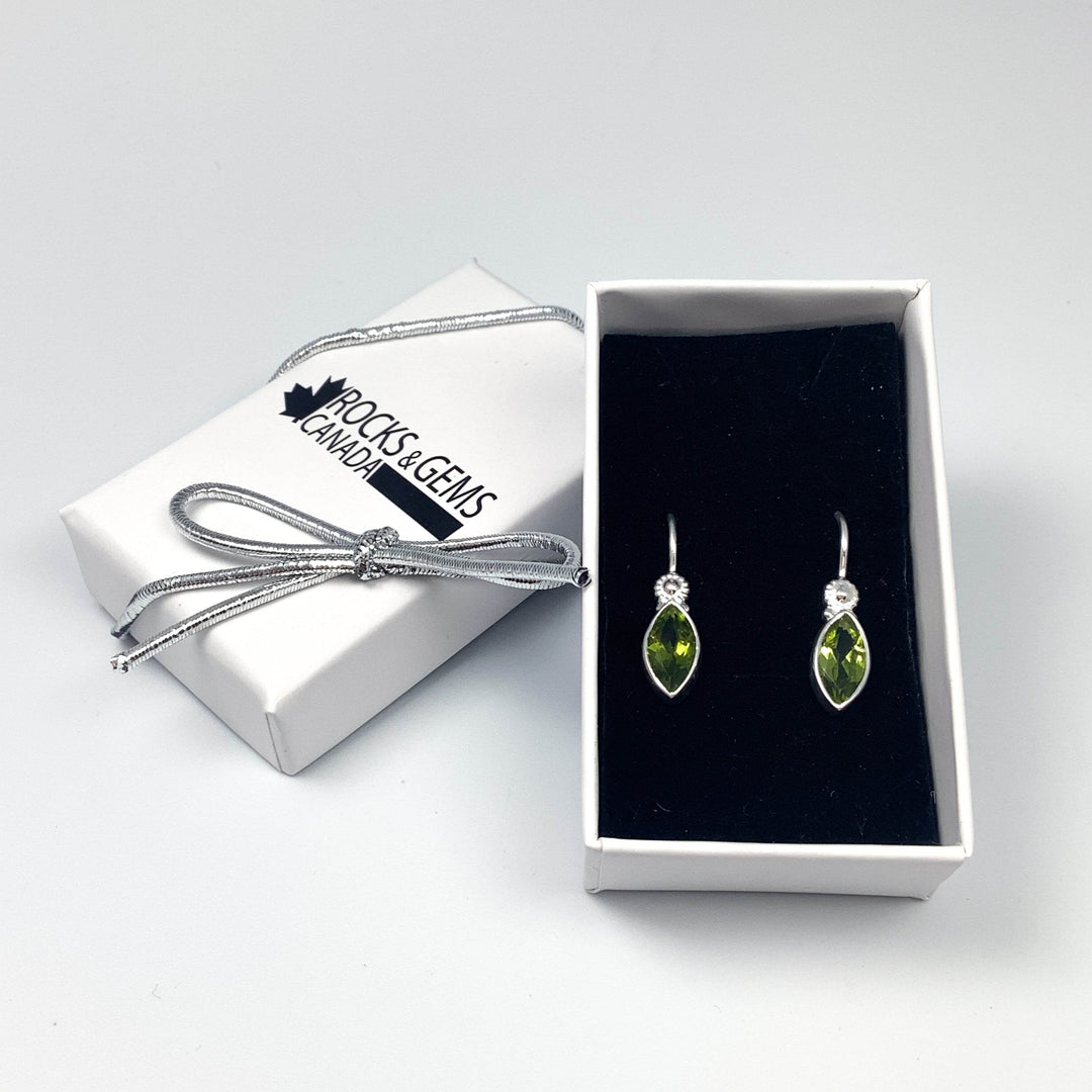Peridot Dangle Earrings - Rocks and Gems Canada