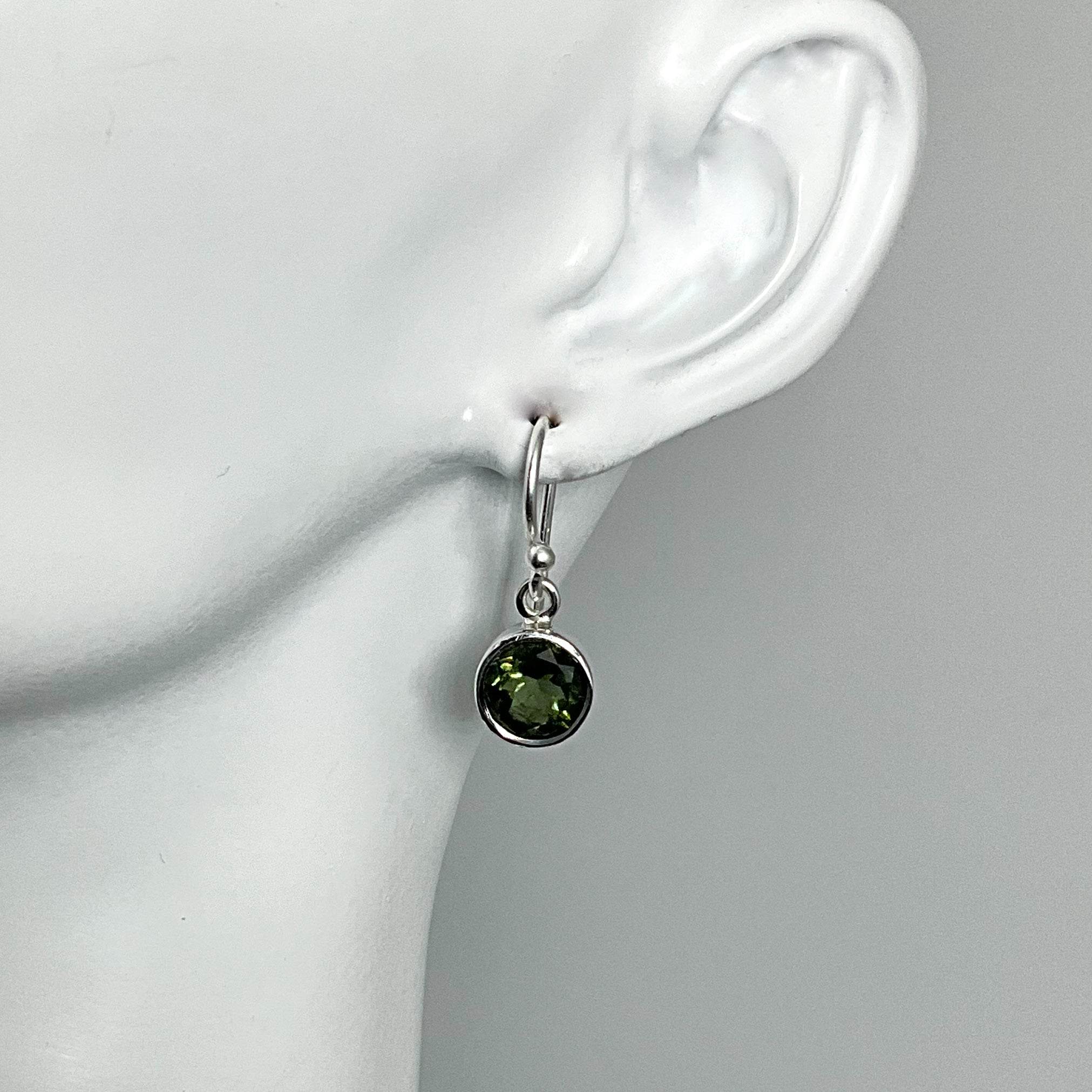 Moldavite Dangle Earrings - Rocks and Gems Canada