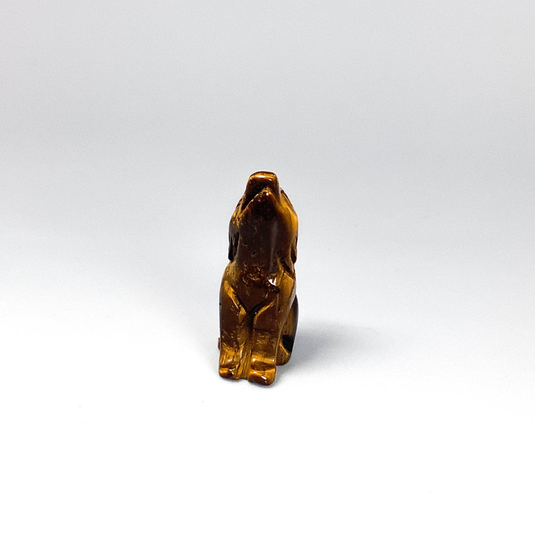 Tiger Eye Wolf Carving - Rocks and Gems Canada