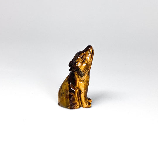 Tiger Eye Wolf Carving - Rocks and Gems Canada