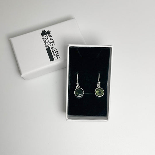 Moldavite Dangle Earrings - Rocks and Gems Canada