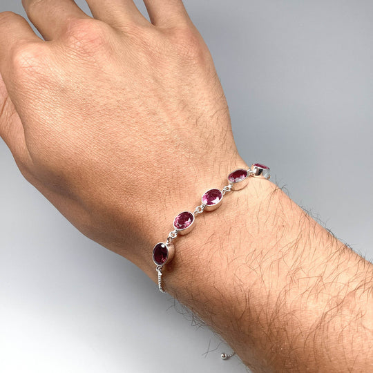 Pink Tourmaline Sterling Silver Bracelet - Rocks and Gems Canada