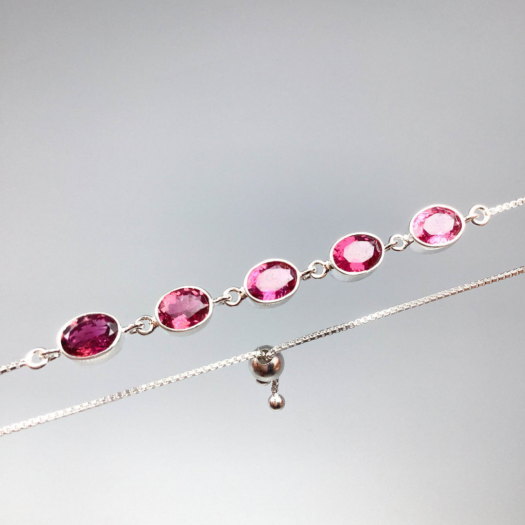 Pink Tourmaline Sterling Silver Bracelet - Rocks and Gems Canada