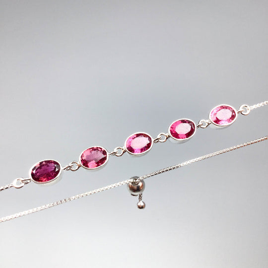Pink Tourmaline Sterling Silver Bracelet - Rocks and Gems Canada